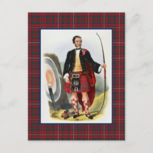 Carte Postale Clan MacKinnon Vintage Illustration Tartan Frame