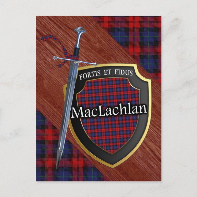 Carte Postale Clan MacLachlan Tartan Epée & Bouclier (Devant)
