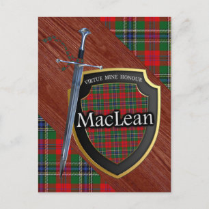 Carte Postale Clan MacLean Tartan Epée & Bouclier