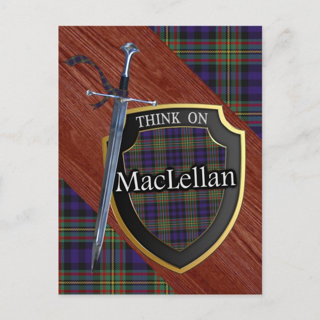 Carte Postale Clan MacLellan Tartan Sword & Shield (Devant)