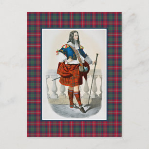 Carte Postale Clan Robertson Illustration Vintage Tartan Frame