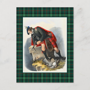Carte Postale Clan Ross Vintage Illustration Tartan Frame