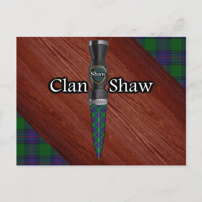 Carte Postale Clan Shaw Tartan Sgian Dubh Blade (Devant)