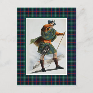 Carte Postale Clan Sutherland Vintage Illustration Tartan Frame