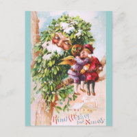 Clapsaddle : Père Mistletoe avec anges