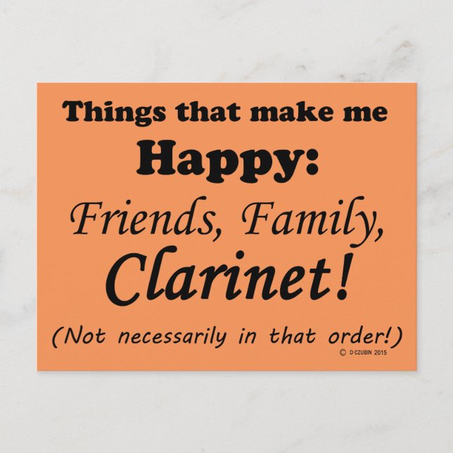 Carte Postale Clarinet Me Rend Heureux (Devant)