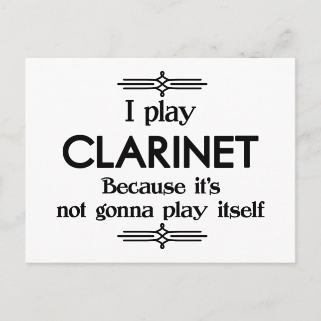 Carte Postale Clarinette - Jouer de la musique déco drôle (Devant)