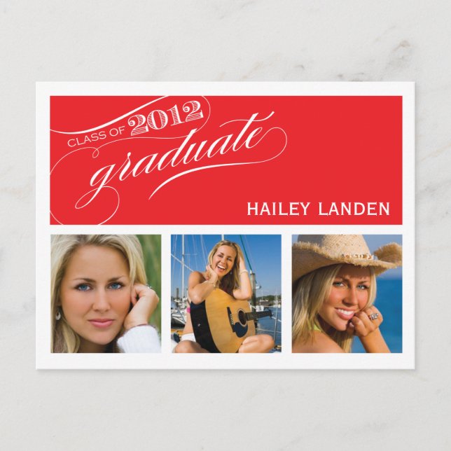 Carte Postale Classe de 2012 Graduation Invitation Postcard | Re (Devant)