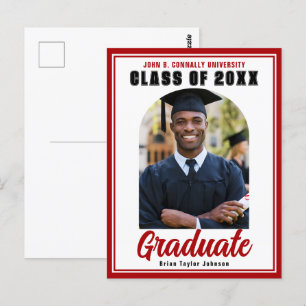 Carte Postale Classe de 2025 Red Graduation Photo Moderne Gradua