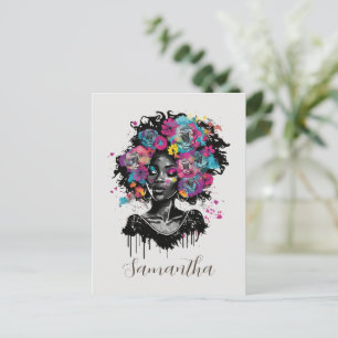 Carte Postale Classe Florale Afro Femme