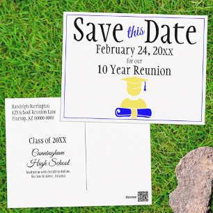 Carte Postale Classe Réunion Enregistrer La Date Minimaliste Ble