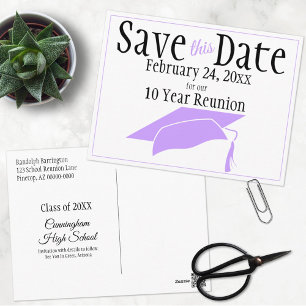 Carte Postale Classe Reunion Enregistrer La Date Violet Graduati