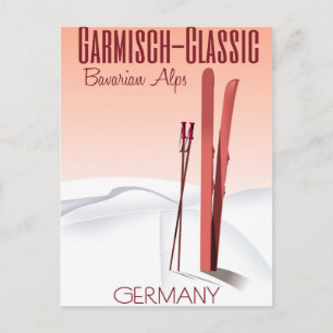 Carte Postale Classic Garmisch, Alpes bavaroises poster ski