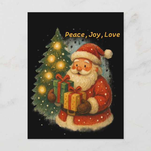 Carte Postale Classic Santa Under the Tree Christmas Post Card (Devant)