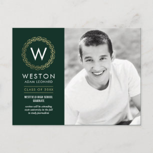 Carte postale Classic Wreath EDITABLE COLOR Gradua