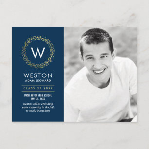Carte Postale Classic Wreath EDITABLE COULEUR Graduation
