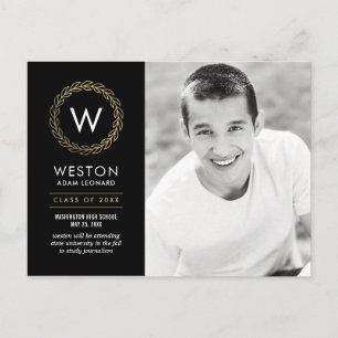 Carte Postale Classic Wreath EDITABLE COULEUR Graduation