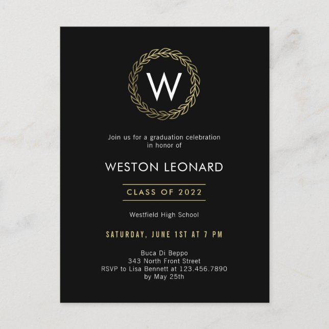 Carte Postale Classic Wreath Graduation Invitation (Devant)