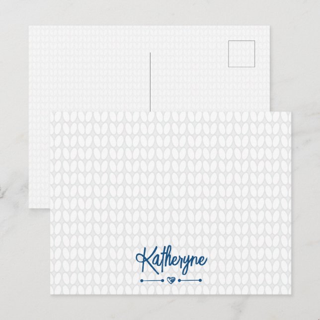 Carte postale classique bleue personnalisée Knit S (Devant / Derrière)
