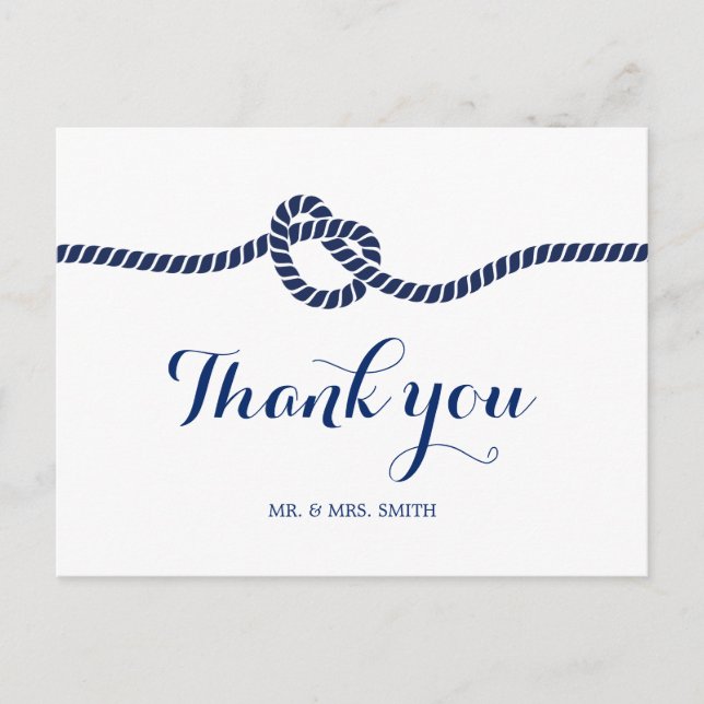 Carte Postale Classy Royal Bleu Attache le noeud Merci (Devant)