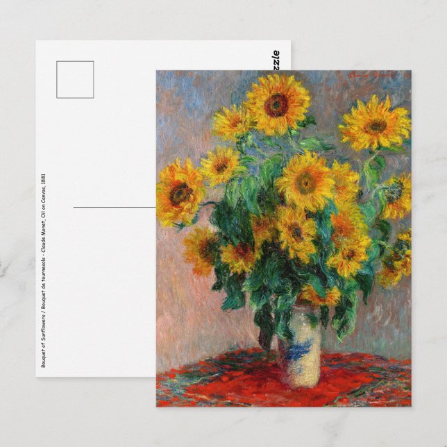 Carte Postale Claude Monet - Bouquet de tournesols (Devant / Derrière)
