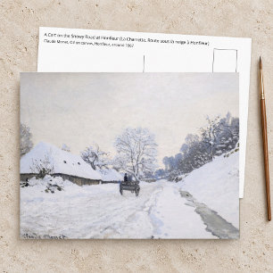 Carte Postale Claude Monet - Chariot sur la route enneigée à Hon