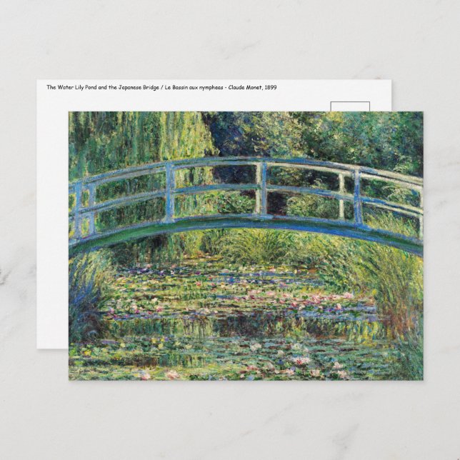 Carte Postale Claude Monet - Etang Lily et Pont Japonais (Devant / Derrière)
