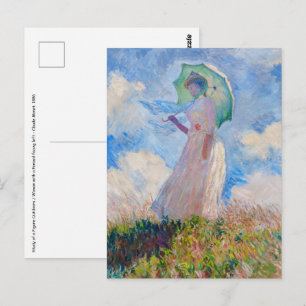 Carte Postale Claude Monet - Femme à l'ombre parasol face gauche