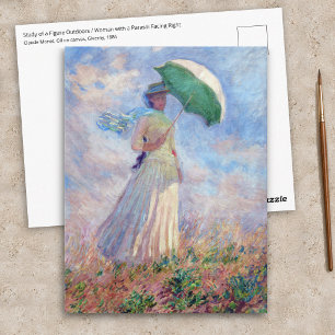 Carte Postale Claude Monet - Femme à l'ombrelle tournée vers la