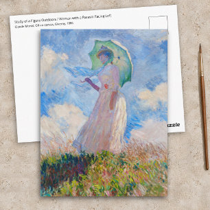 Carte Postale Claude Monet - Femme à l'ombrelle tournée vers la