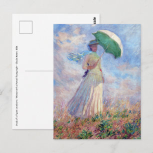 Carte Postale Claude Monet - Femme avec un parasol face à droite