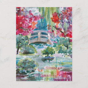 Carte Postale Claude Monet jardin ponton pont peinture Jigsaw Pu