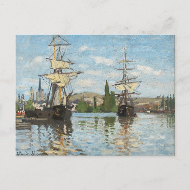 Carte Postale Claude Monet | Navires à Rouen sur la Seine (Devant)