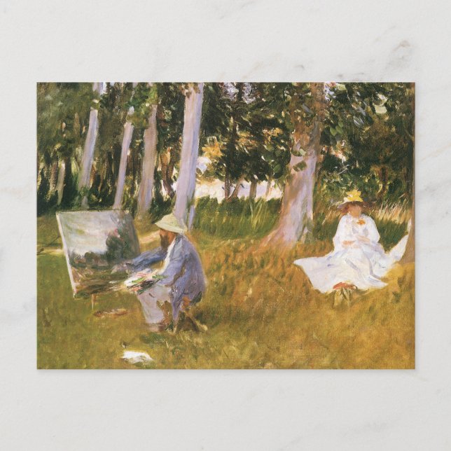 Carte Postale Claude Monet Painting, Edge of a Wood par Sargent (Devant)