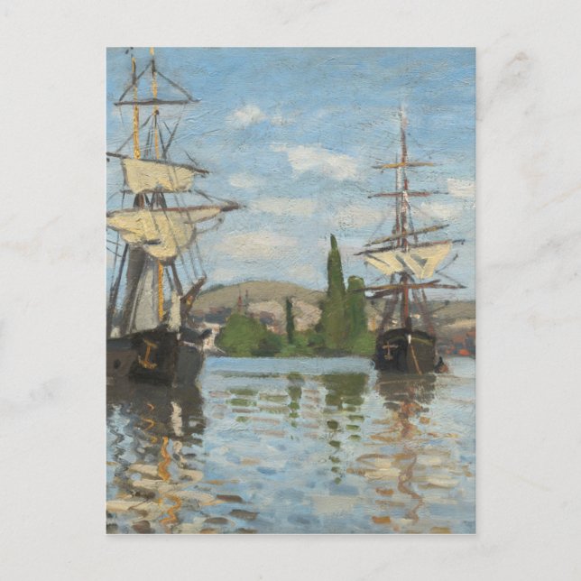 Carte Postale Claude Monet Ships À cheval sur la Seine à Rouen (Devant)