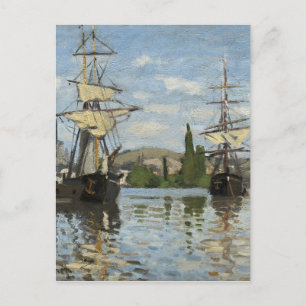 Carte Postale Claude Monet Ships on the Seine River Travel Art