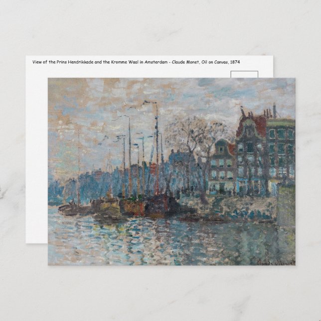 Carte Postale Claude Monet - Vue d'Amsterdam (Devant / Derrière)