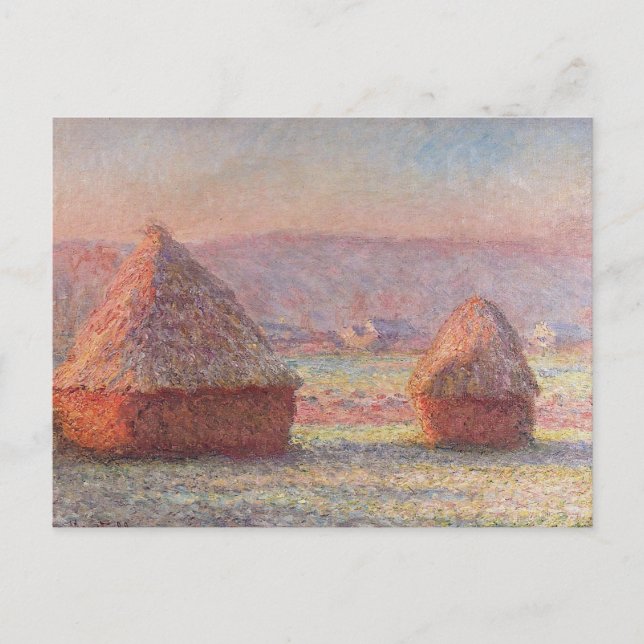 Carte Postale Claude Monet White Frost Sunrise (Haystacks) (Devant)