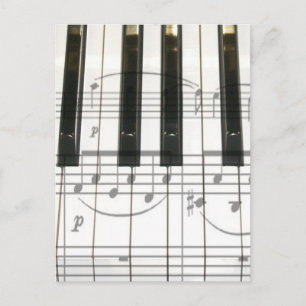 Carte Postale Clavier de piano et notes musicales