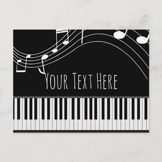 Carte Postale Clavier de piano et notes musicales (Devant)
