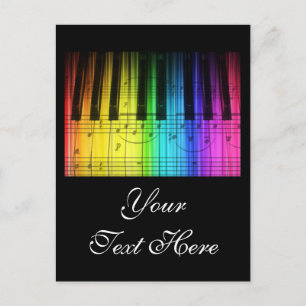 Carte Postale Clavier et notes Rainbow Piano