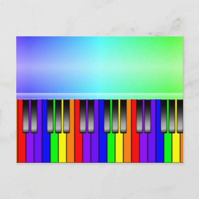 Carte Postale Clavier pour piano arc-en-ciel (Devant)