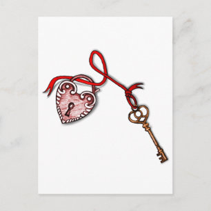 Carte Postale Clé de mon coeur ~ Rouge