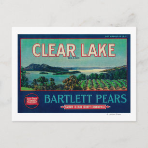 Carte Postale Clear Lake Pear Crate LabelLake County, CA