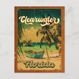 Carte Postale Clearwater Beach Floride Palm Tree Souvenirs 60s