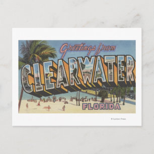 Carte Postale Clearwater, Floride - Grandes Lettres Scènes 2
