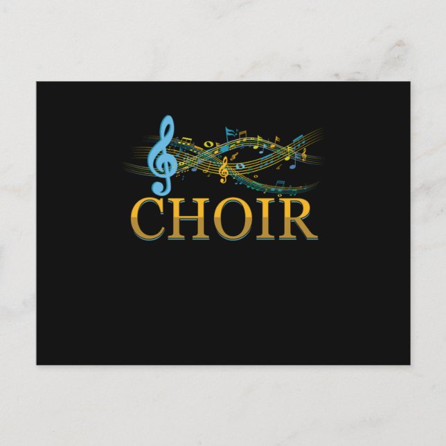 Carte Postale Clef Choir Notes musicales Choral Chorus Chant Cad (Devant)