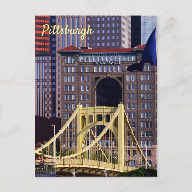Carte Postale Clemente Bridge Pittsburgh Skyscrapers Jour d'été (Devant)