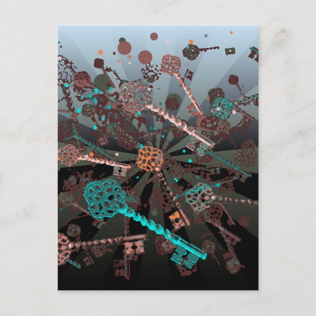 Carte Postale Clés de steampunk psychadellique, rayons, rétros f (Devant)