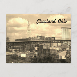 Carte postale Cleveland Ohio Sepia Skyline